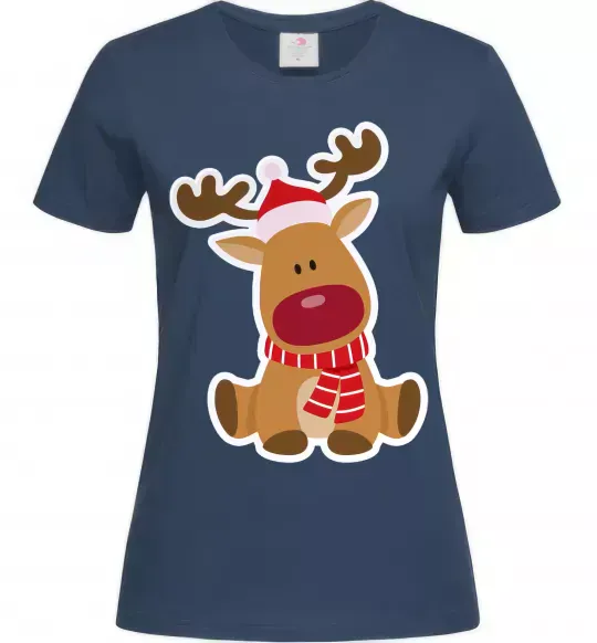 Жіноча футболка Олень сидить Темно-синій фото