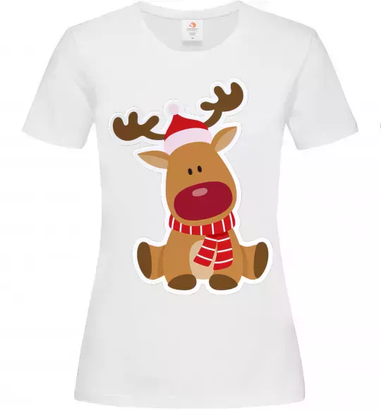 Жіноча футболка Олень сидить Білий фото