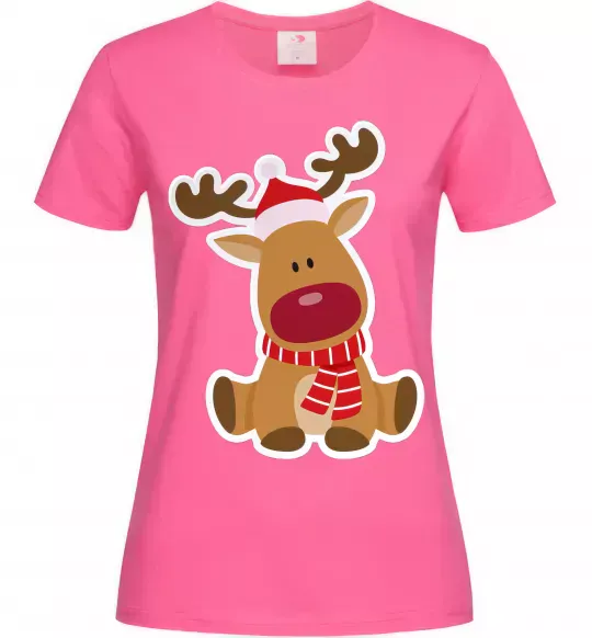 Жіноча футболка Олень сидить Яскраво-рожевий фото