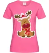 Жіноча футболка Олень сидить Яскраво-рожевий фото