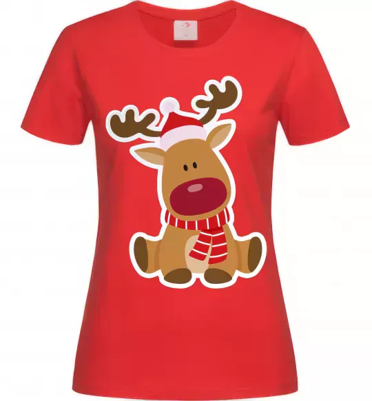 Жіноча футболка Олень сидить Червоний фото