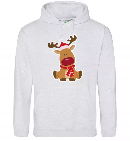 Мужская толстовка (худи) Олень сидить Серый меланж фото