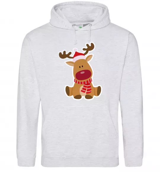 Жіноча толстовка (худі) Олень сидить Сірий меланж фото