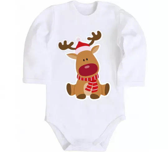 Дитячий бодік Олень сидить Білий фото