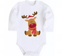 Детский боди Олень сидить Белый фото