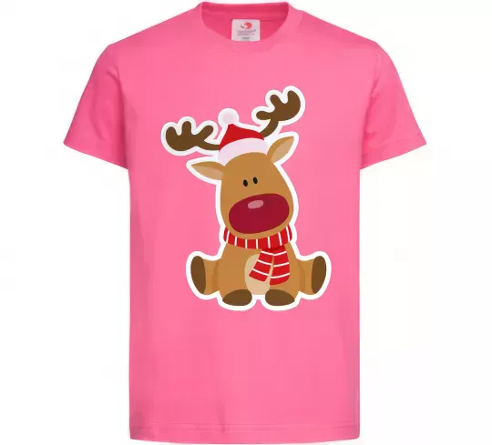 Детская футболка Олень сидить Ярко-розовый фото