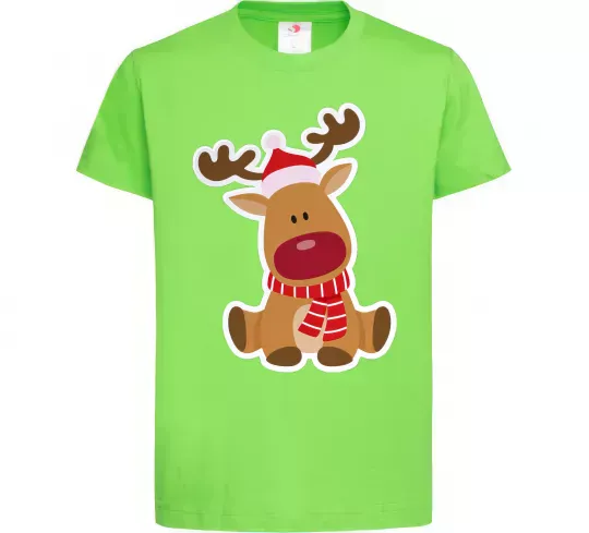 Детская футболка Олень сидить Лаймовый фото