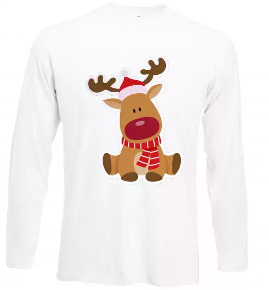 Лонгслів Олень сидить Білий фото