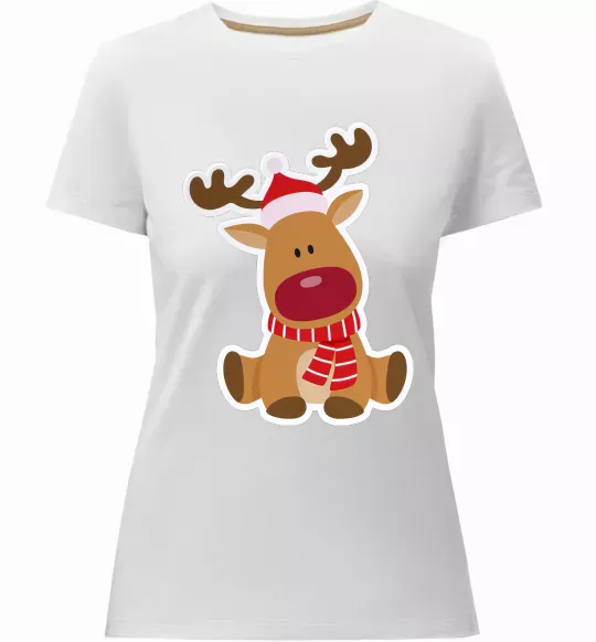 Жіноча преміум футболка Олень сидить Білий фото