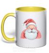 Чашка с цветной ручкой Портрет Деда Мороза Солнечно желтый фото