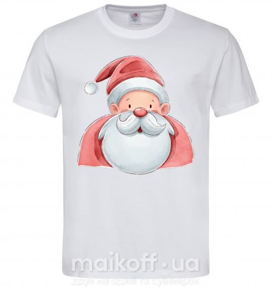 Чоловіча футболка Портрет Деда Мороза Білий фото