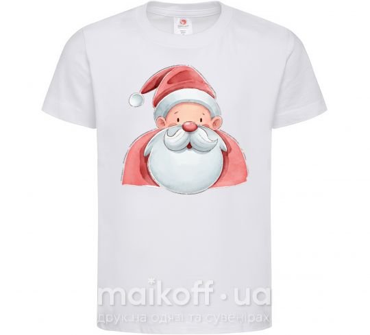Дитяча футболка Портрет Деда Мороза Білий фото