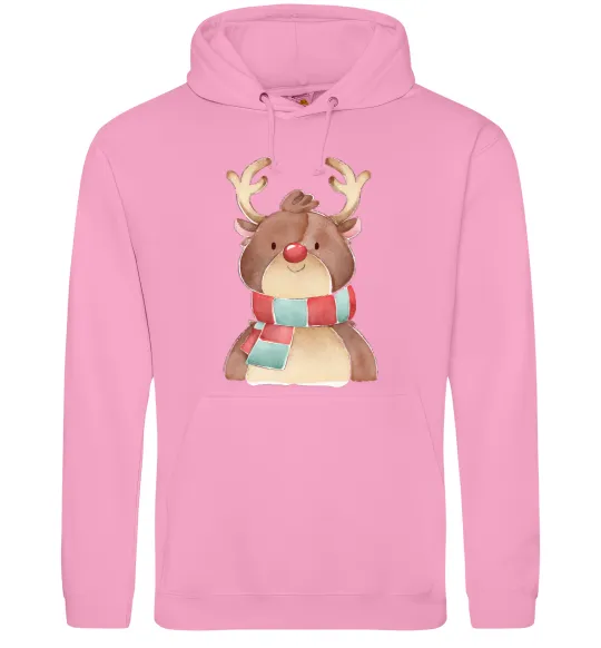 Мужская толстовка (худи) Олень в шарфику Розовый фото