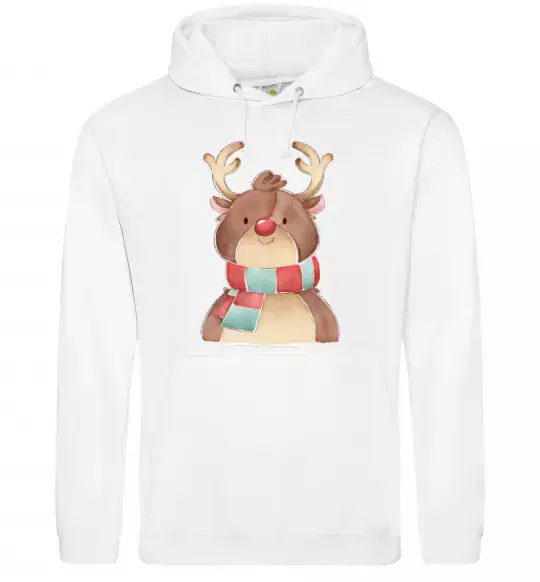 Жіноча толстовка (худі) Олень в шарфику Білий фото