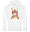 Жіноча толстовка (худі) Олень в шарфику Білий фото