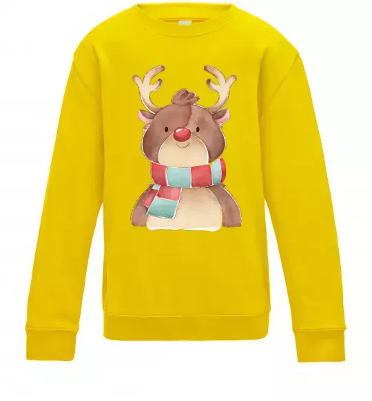 Дитячий світшот Олень в шарфику Сонячно жовтий фото