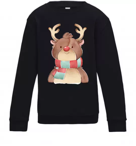 Дитячий світшот Олень в шарфику Чорний фото