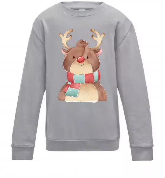 Дитячий світшот Олень в шарфику Сірий меланж фото