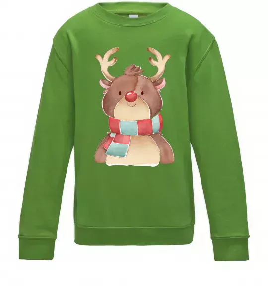 Дитячий світшот Олень в шарфику Лаймовий фото