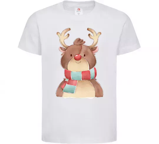 Детская футболка Олень в шарфику Белый фото