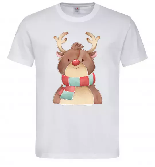 Чоловіча футболка Олень в шарфику Білий фото