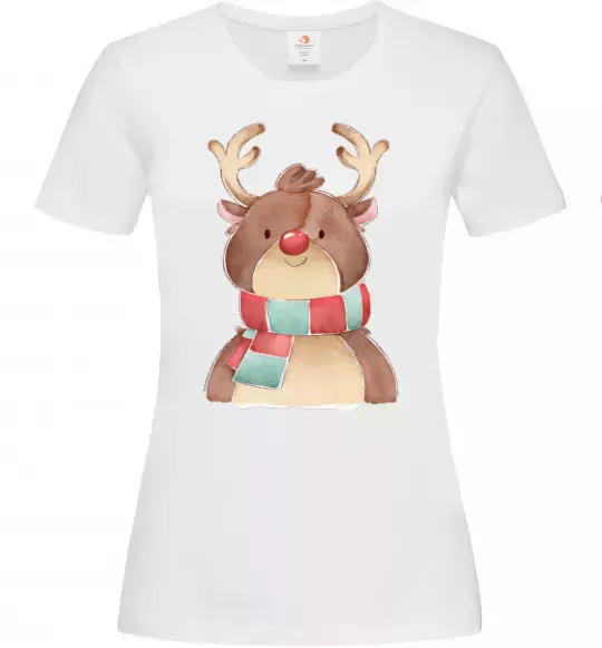 Женская футболка Олень в шарфику Белый фото
