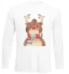 Лонгслив Олень в шарфику Белый фото