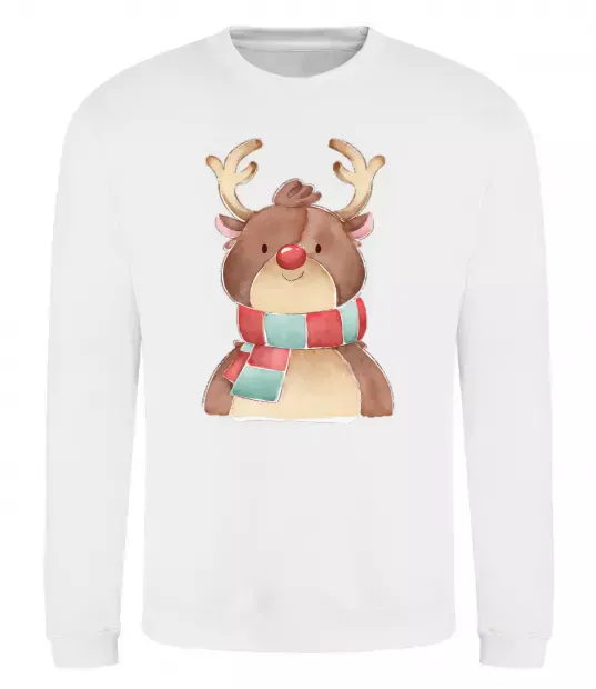 Свитшот Олень в шарфику Белый фото