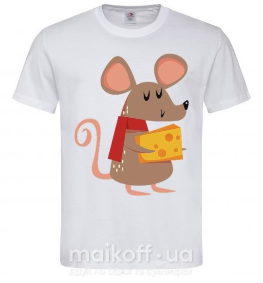 Мужская футболка Мышка и сыр Белый фото