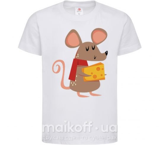 Детская футболка Мышка и сыр Белый фото