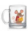 Чашка стеклянная Мышка и сыр Прозрачный фото