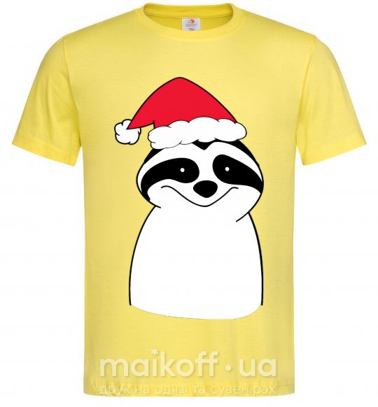 Мужская футболка Новогодний ленивец Лимонный фото