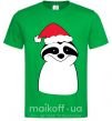 Мужская футболка Новогодний ленивец Зеленый фото