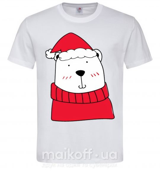 Чоловіча футболка Медведь новогодний Білий фото