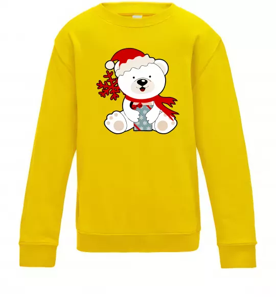 Детский Свитшот Новорічний ведмедик Солнечно желтый фото