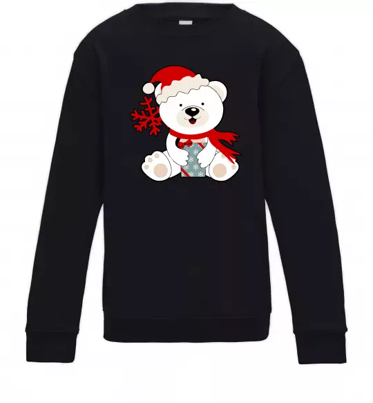 Детский Свитшот Новорічний ведмедик Черный фото