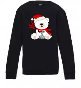 Детский Свитшот Новорічний ведмедик Черный фото
