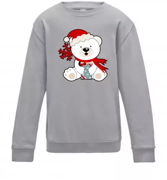 Детский Свитшот Новорічний ведмедик Серый меланж фото