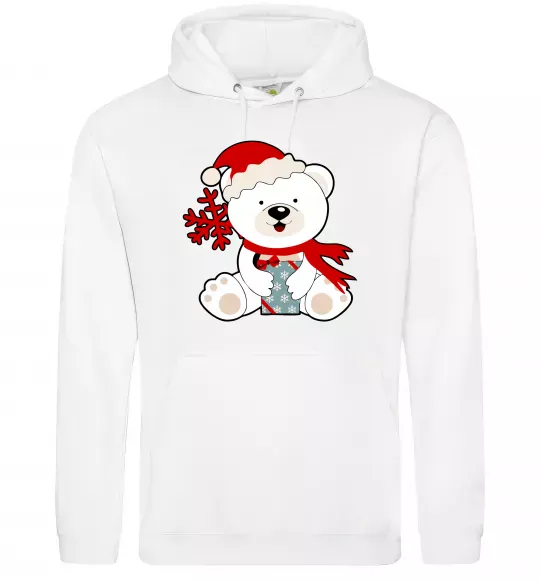 Чоловіча толстовка (худі) Новорічний ведмедик Білий фото