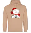 Чоловіча толстовка (худі) Новорічний ведмедик Пісочний фото