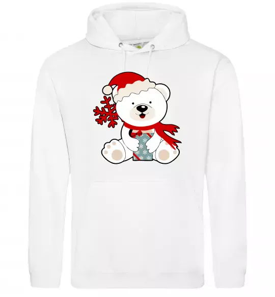 Женская толстовка (худи) Новорічний ведмедик Белый фото