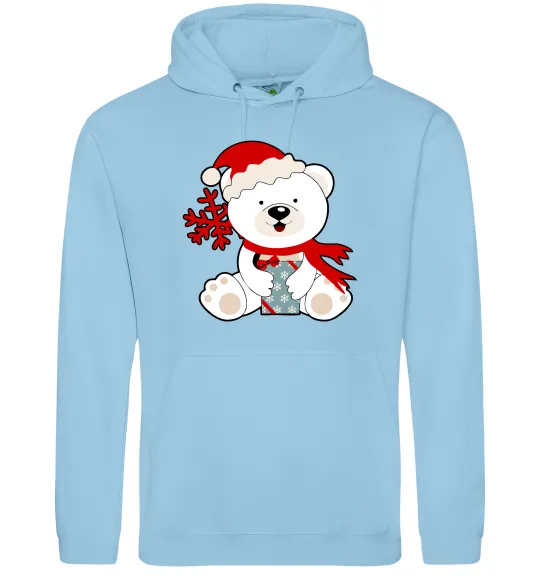 Женская толстовка (худи) Новорічний ведмедик Голубой фото