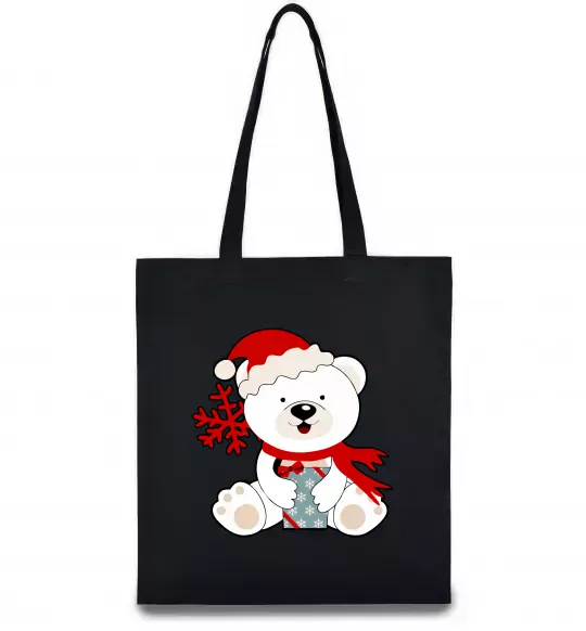 Еко-сумка Новорічний ведмедик Чорний фото
