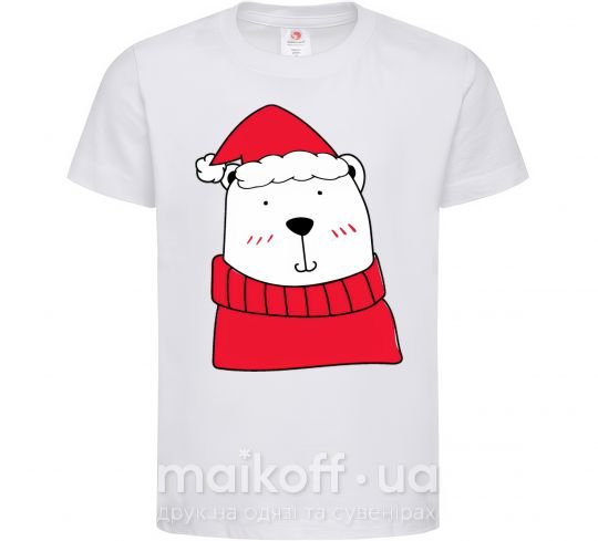 Дитяча футболка Медведь новогодний Білий фото