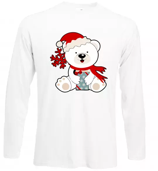 Лонгслив Новорічний ведмедик Белый фото