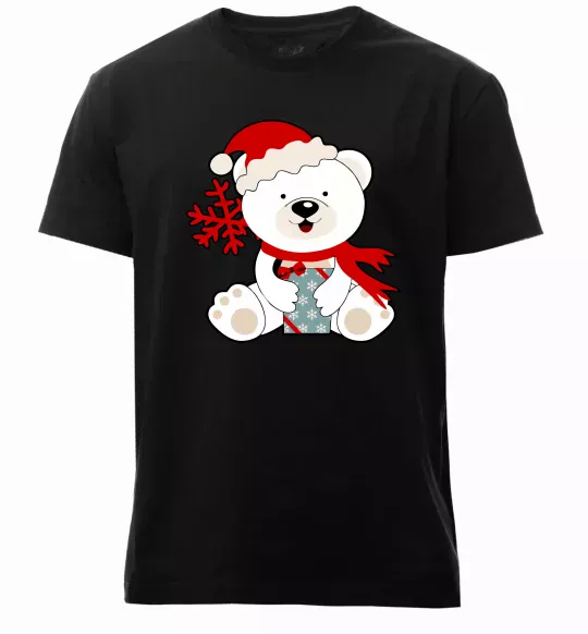 Чоловіча преміум футболка Новорічний ведмедик Чорний фото