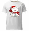 Чоловіча преміум футболка Новорічний ведмедик Білий фото