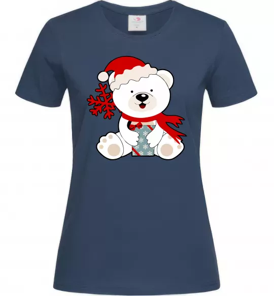 Женская футболка Новорічний ведмедик Темно-синий фото