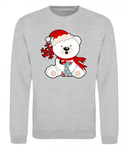 Свитшот Новорічний ведмедик Серый меланж фото