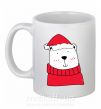 Чашка керамічна Медведь новогодний Білий фото